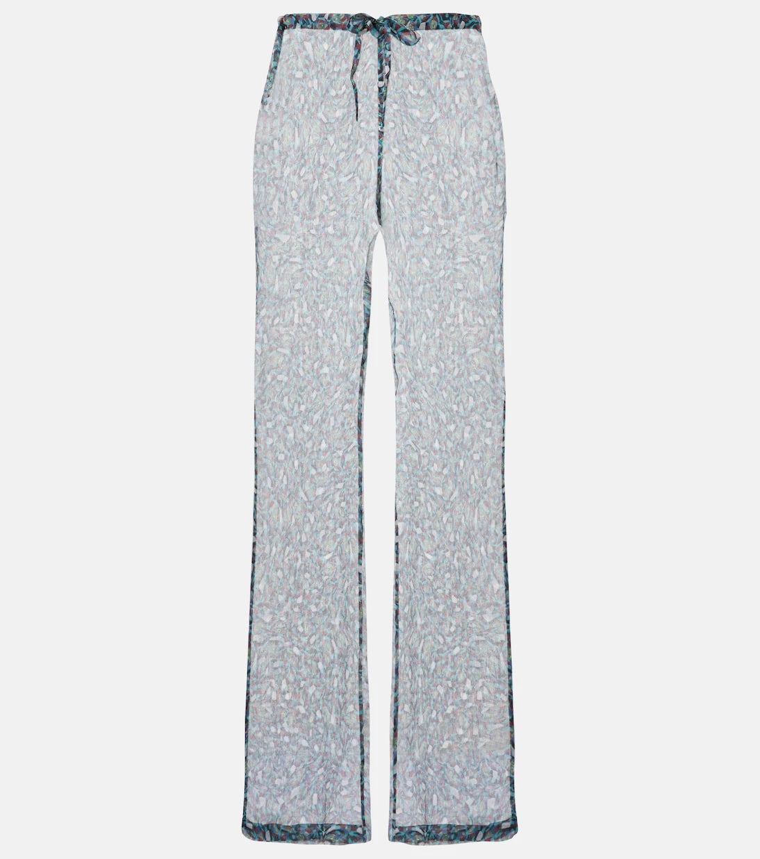 Dries Van Noten - Printed sheer silk wide-leg pants