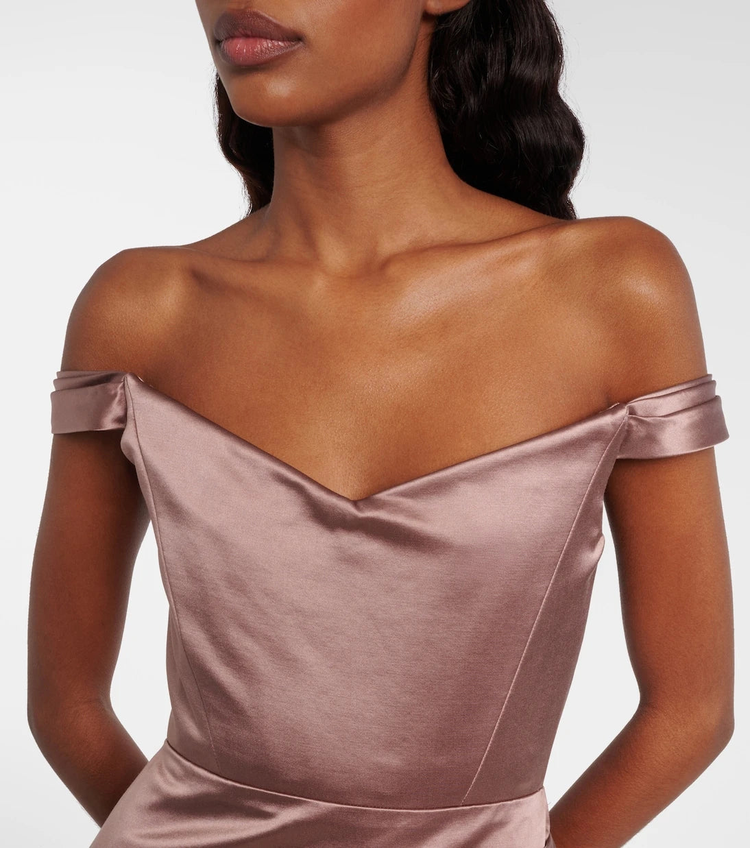 Alex Perry - Off-shoulder cotton and silk satin minidress