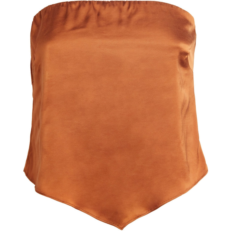 Good American Orange Satin Strapless Top