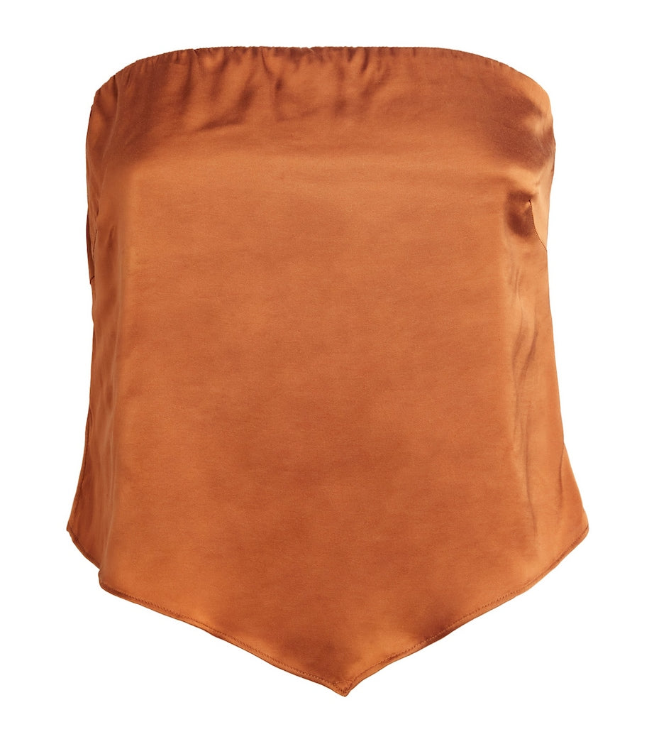 Good American Orange Satin Strapless Top