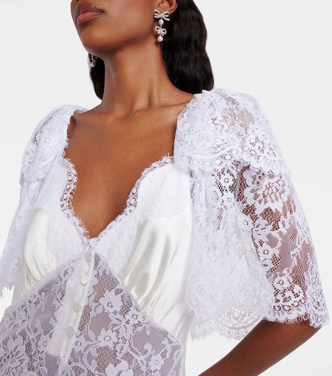 Self-Portrait - Lace-trimmed satin gown