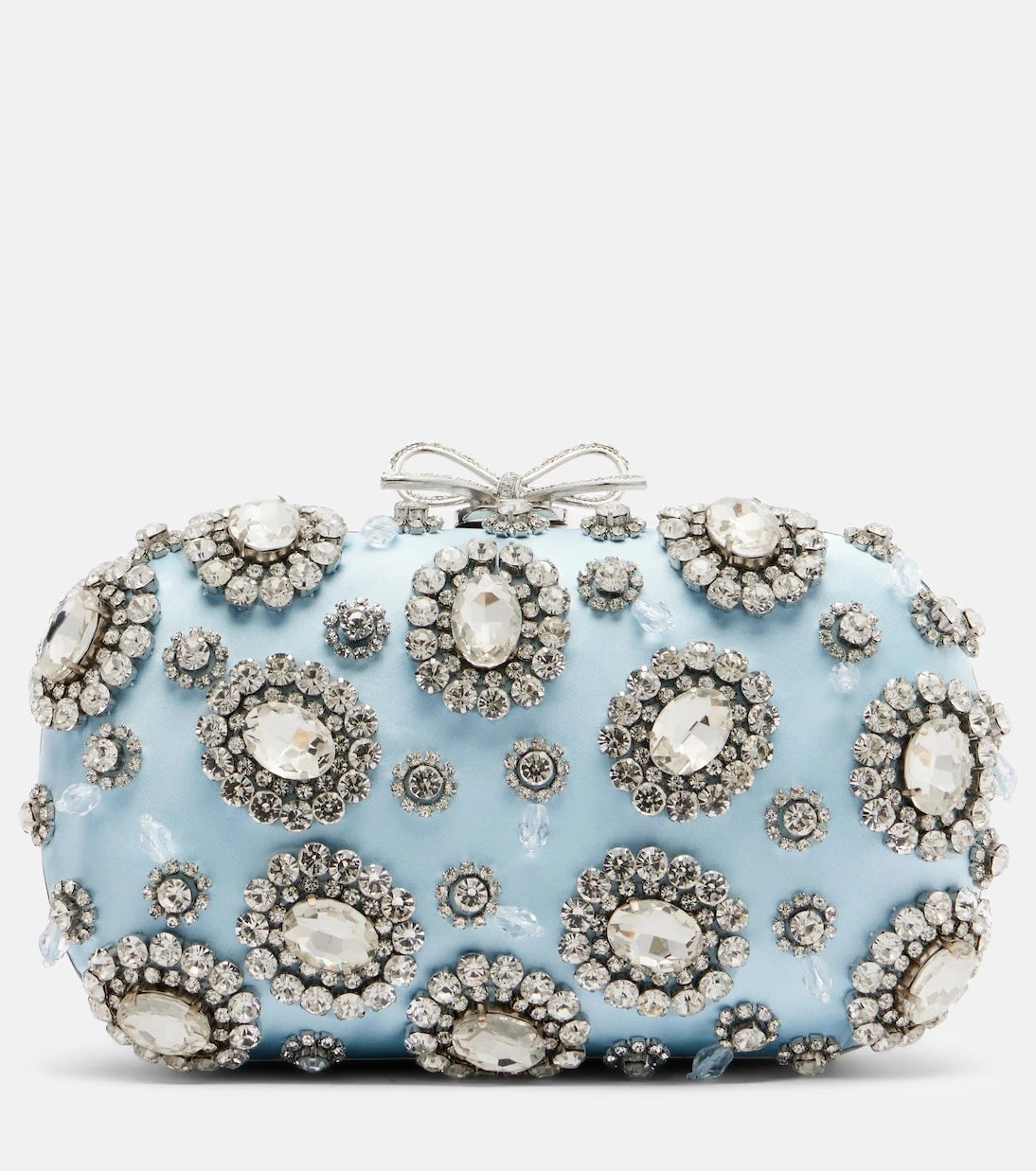 Self-Portrait - Crystal-embellished satin clutch