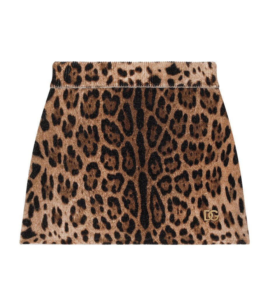 Dolce & Gabbana Kids Virgin Wool Leopard Print Skirt (8-12+ Years)