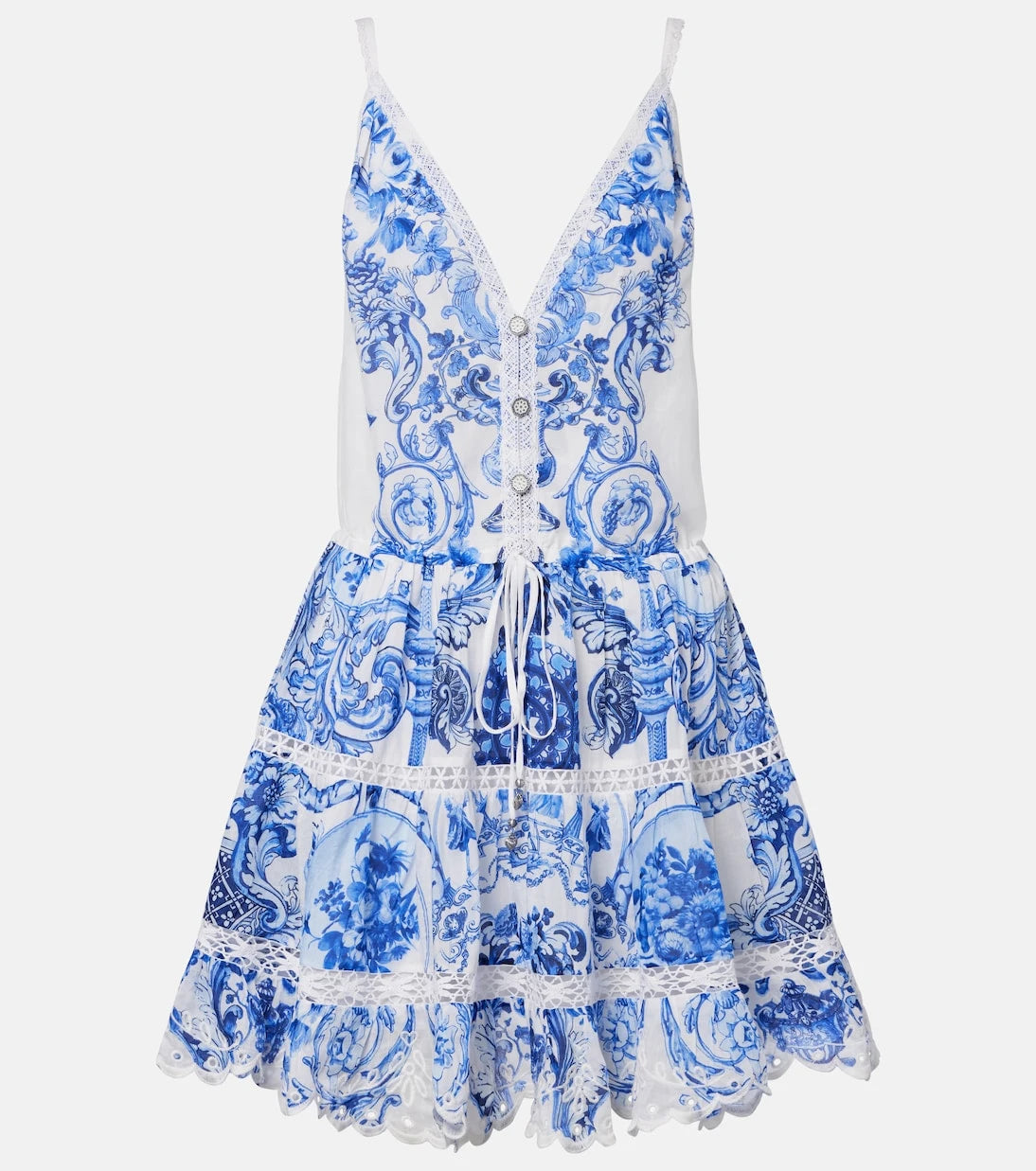 Camilla - Printed cotton and silk minidress