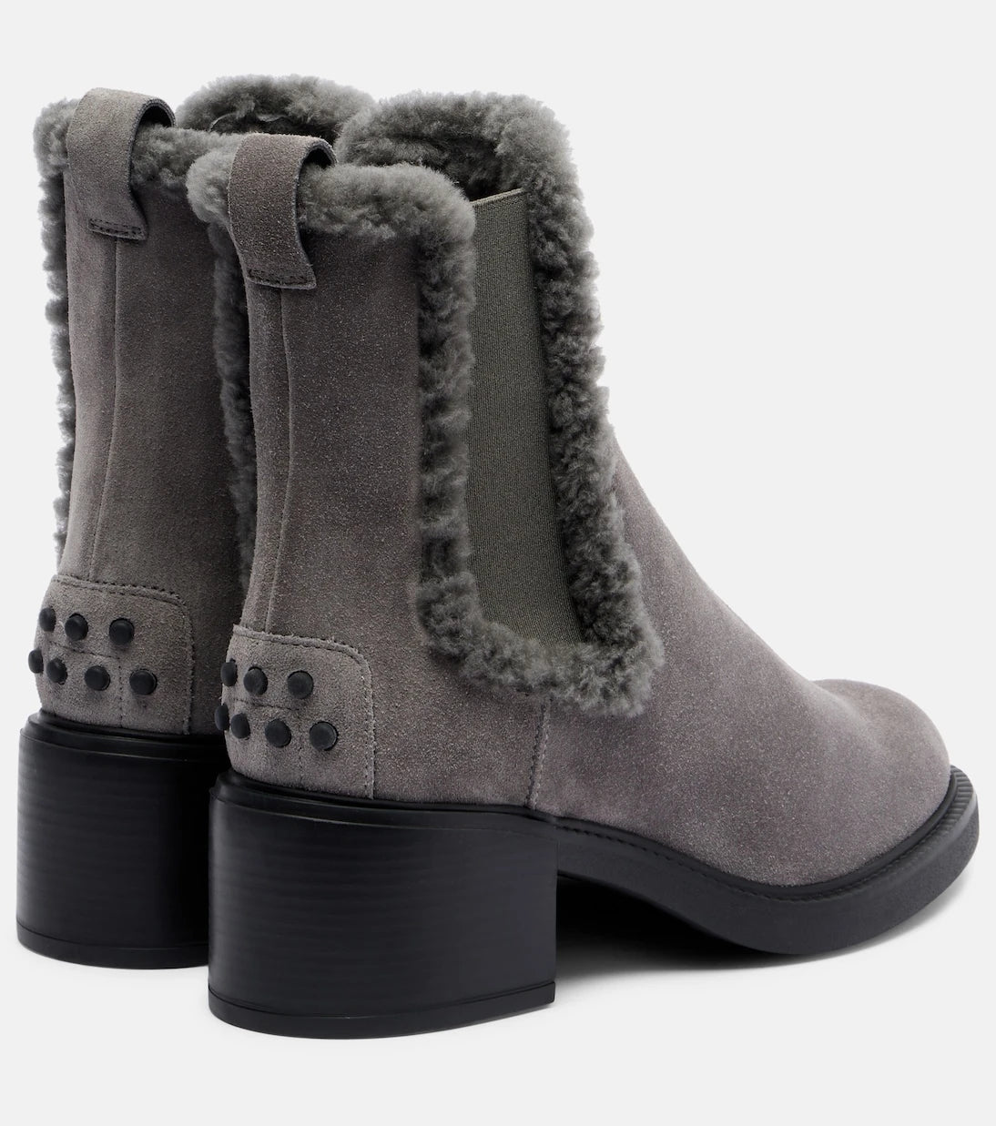 Tod's - 60 shearling-trimmed suede ankle boots