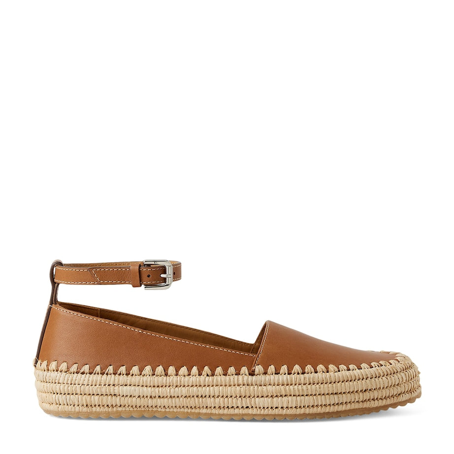 Gold Calf Leather Barlowe Wedge Espadrilles 110