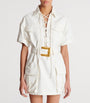 White Cotton Belted Mini Dress