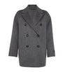 Brunello Cucinelli Grey Cashmere Double-Breasted Peacoat