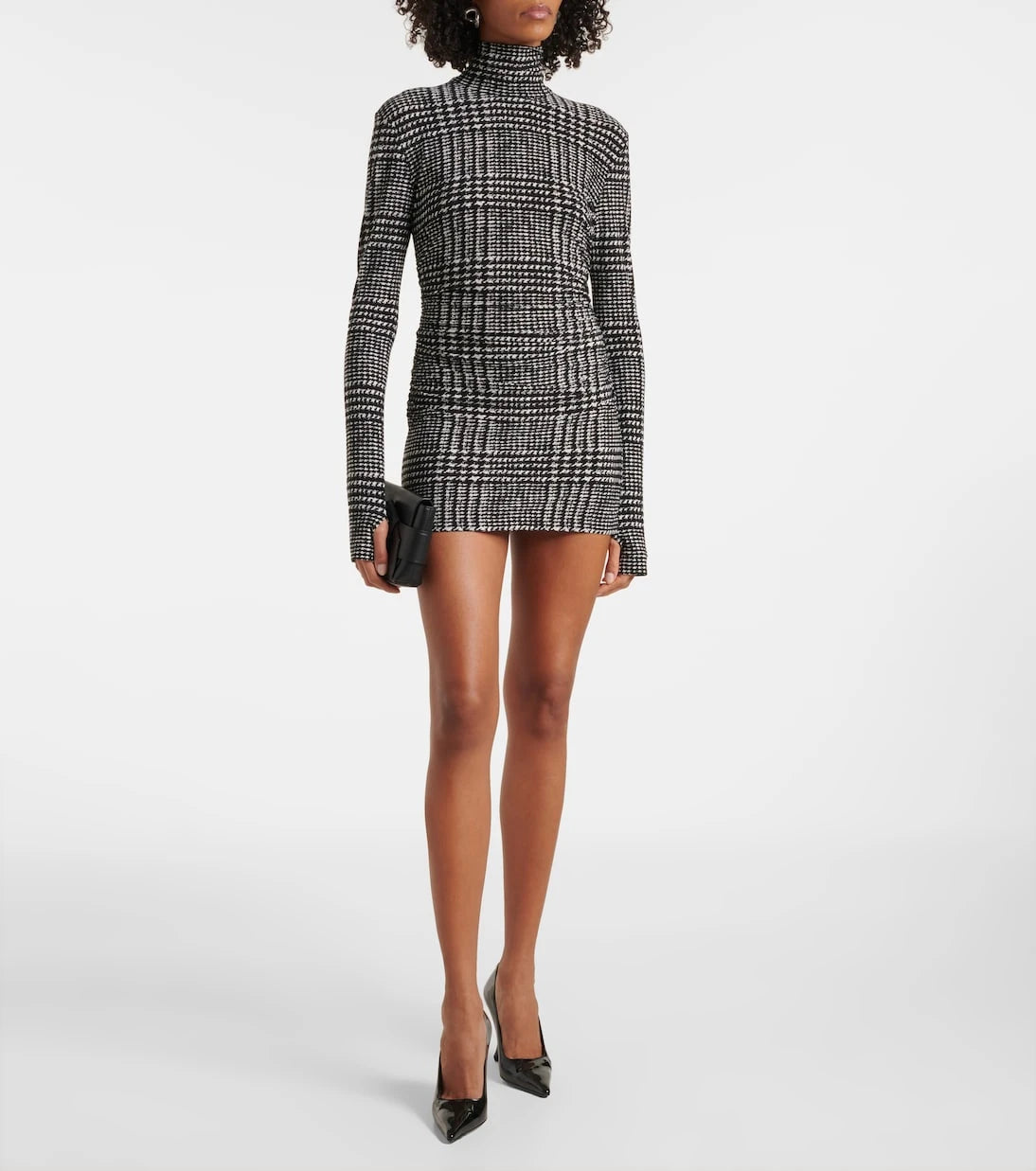 Norma Kamali - Turtleneck plaid minidress