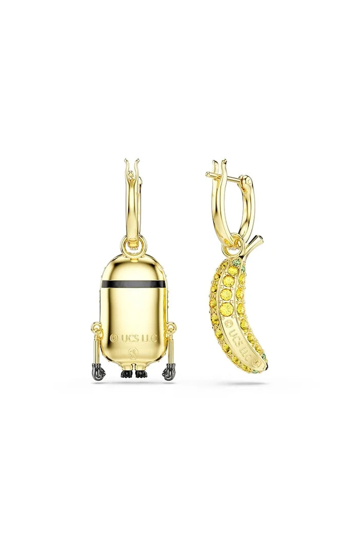 Swarovski kadın altın kaplama kristalli MINIONS küpeler
