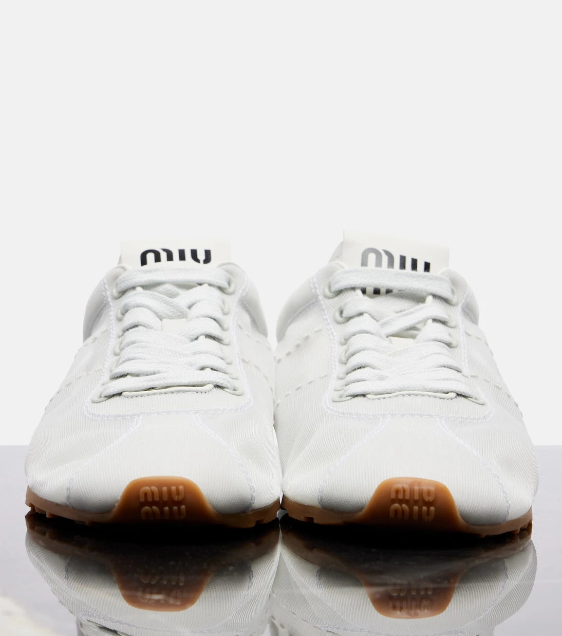 Miu Miu - Plume leather-trimmed sneakers