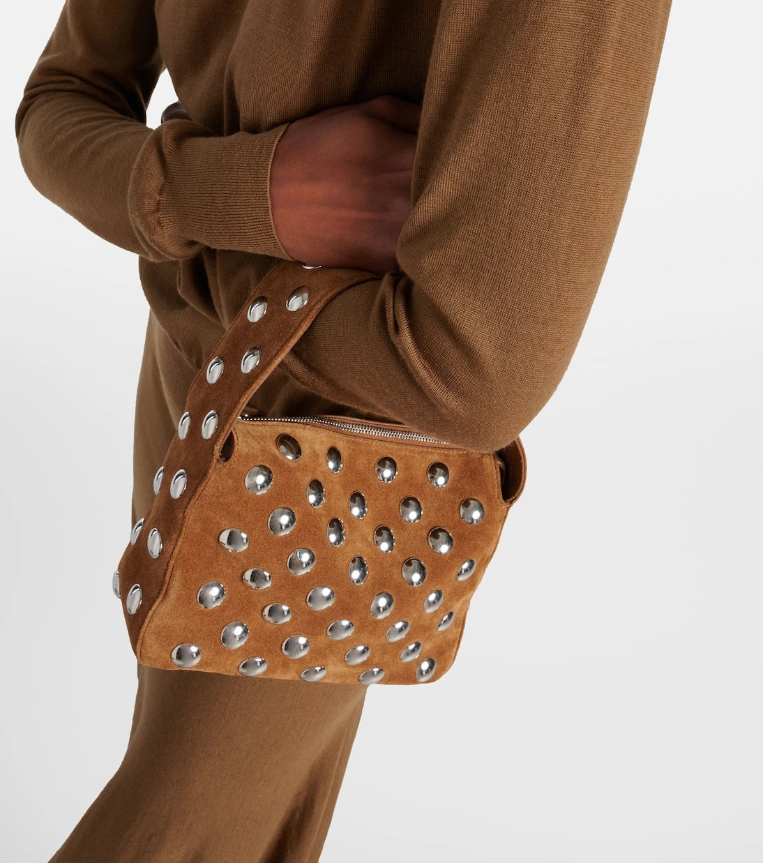 Khaite - Elena Small studded suede shoulder bag