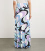 Purple Satin Printed Maxi Skirt