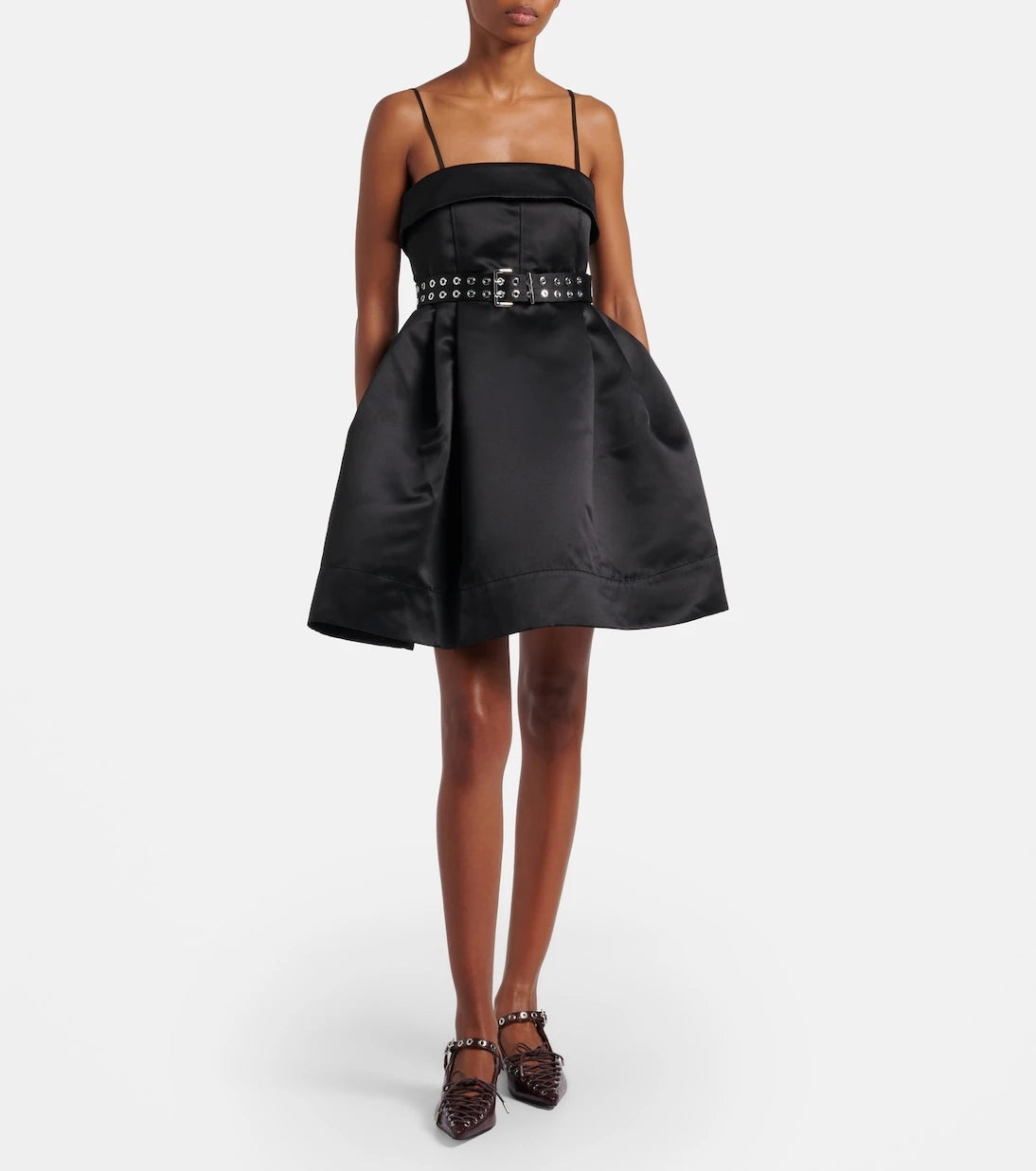 Ganni - Belted satin minidress