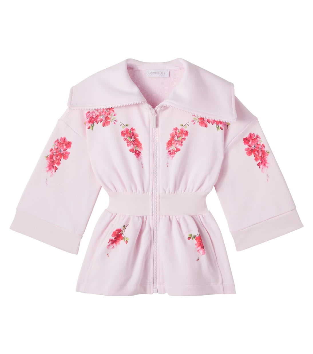 Monnalisa - Floral cotton-blend zip-up sweatshirt