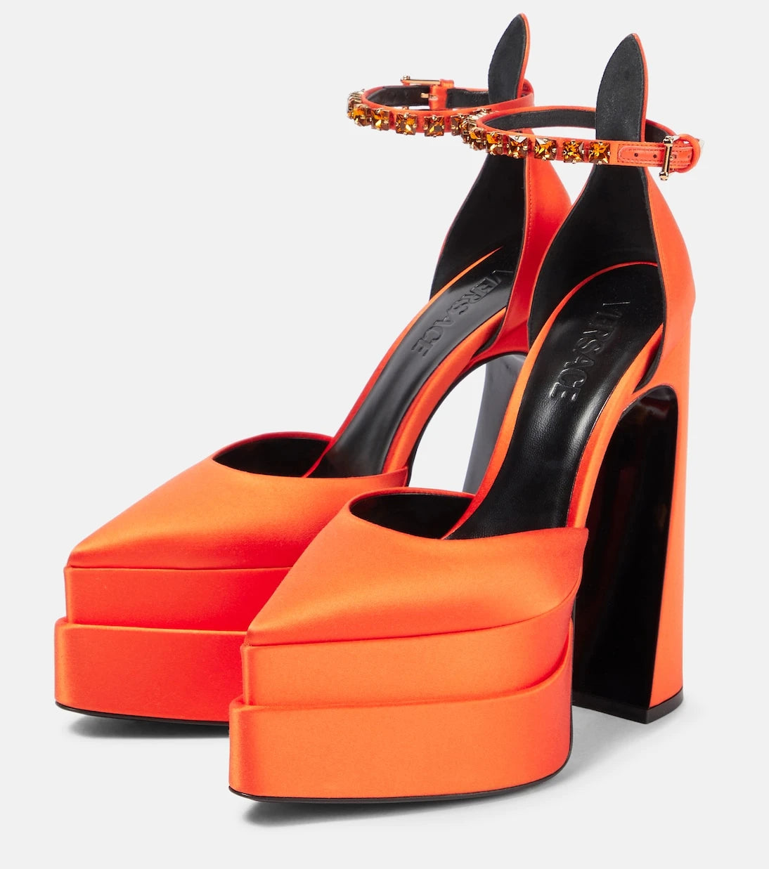Versace - Aevitas Pointy satin platform pumps