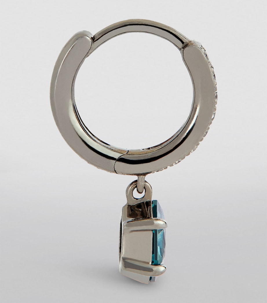Eva Fehren Blackened White Gold, Diamond and Sapphire Offset Hoop Earrings
