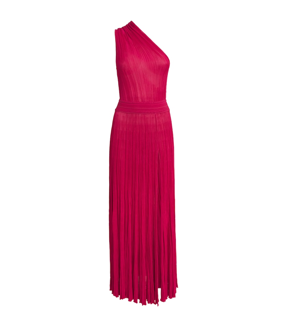 VALENTI Pink Knitted One-Shoulder Maxi Dress