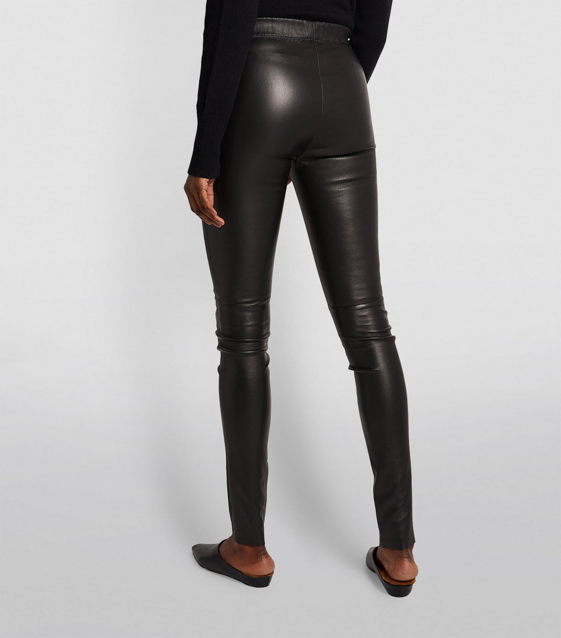 Joseph Black Leather Stretch Leggings