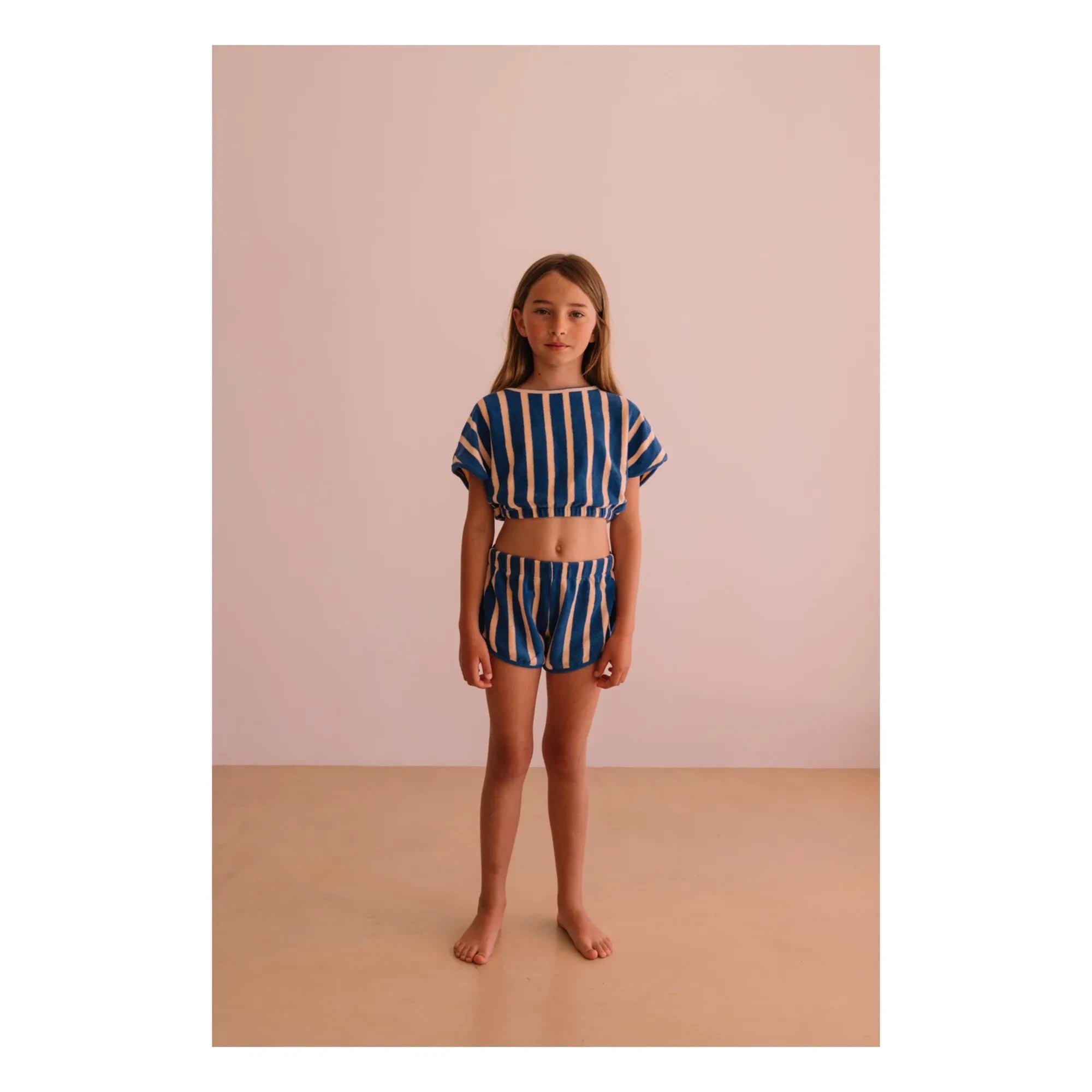 We Are Kids - Juju Striped Organic Cotton Towelling Shorts | Blue