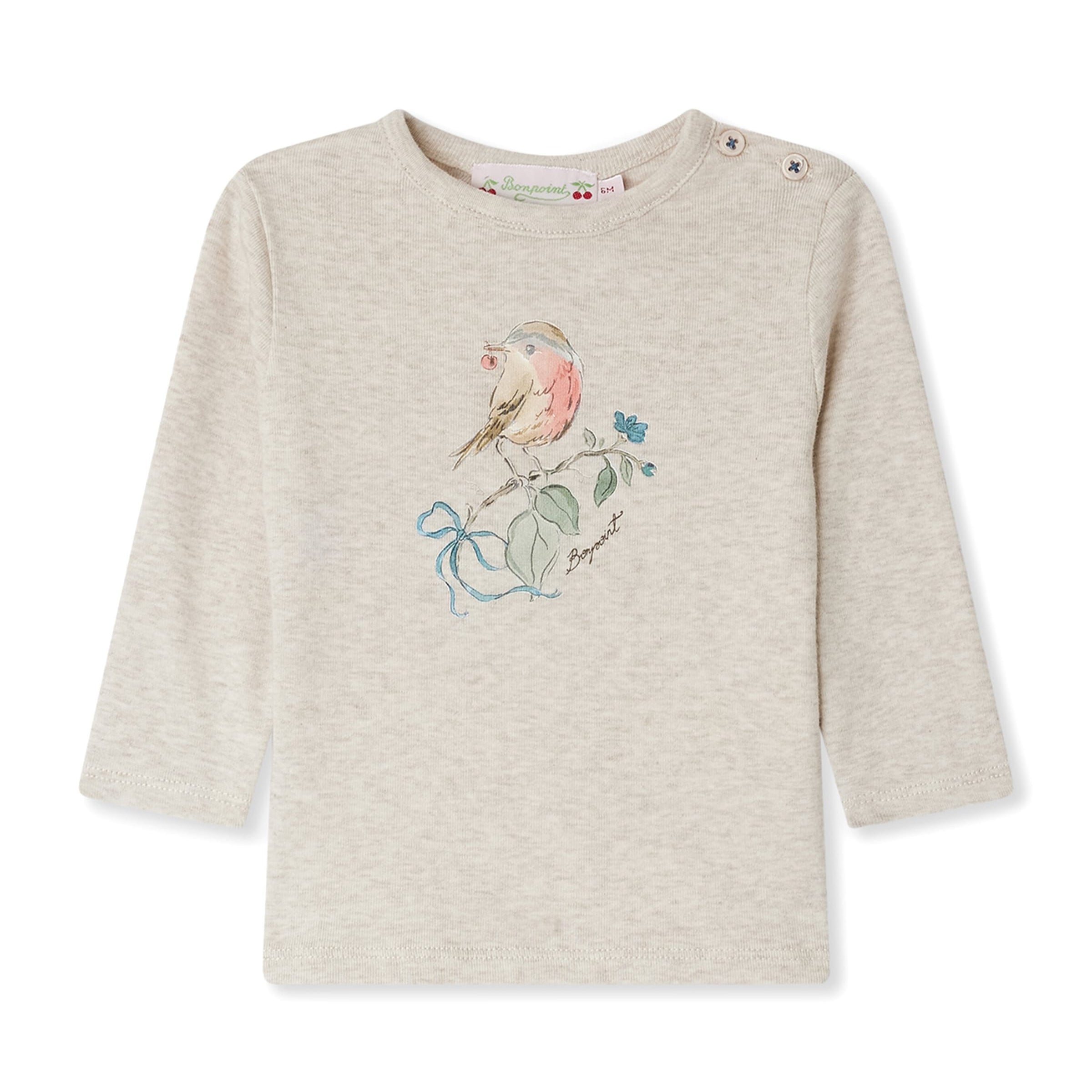 Cotton Long-Sleeve Bird T-Shirt (6-18 Months)