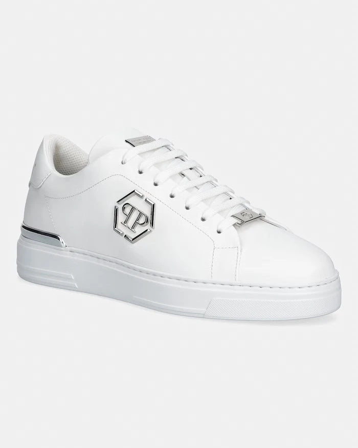 Philipp Plein Leather Lo-Top Hexagon Deri Sneaker