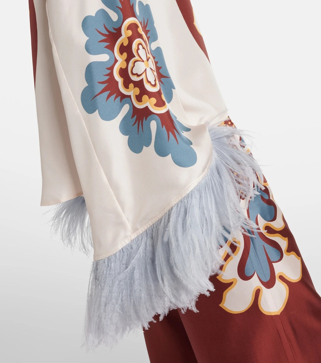 La DoubleJ - Make An Exit feather-trimmed silk top