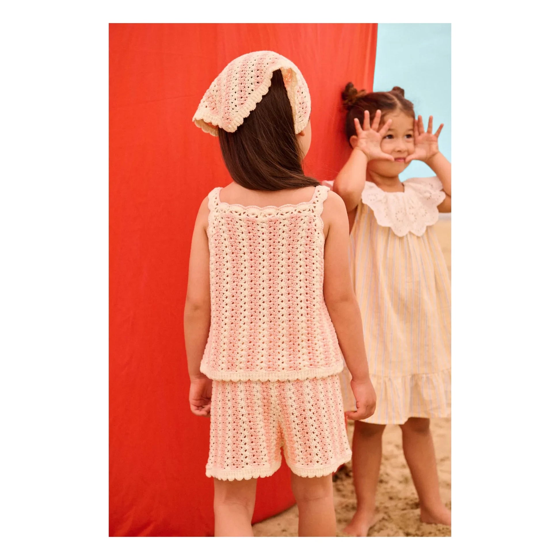 Louise Misha - Mekylane Striped Mesh Openwork Shorts | Pink
