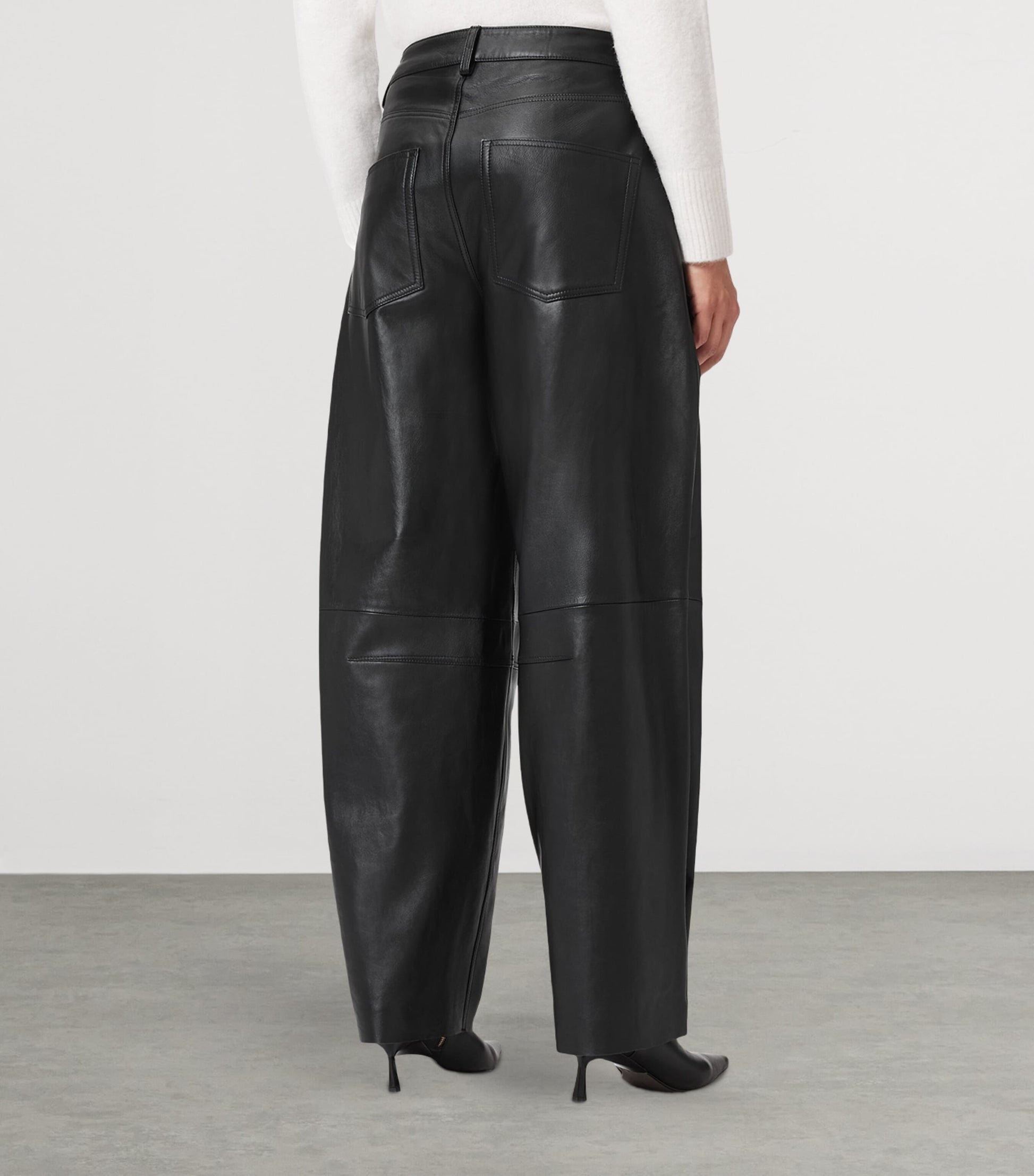 AllSaints Black Leather Jett Lea Trousers