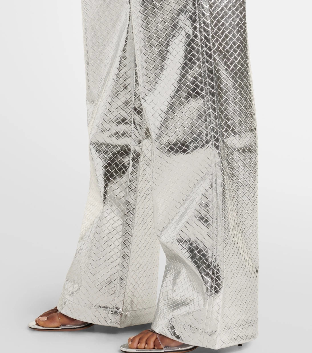 Rotate - Metallic-effect high-rise straight pants