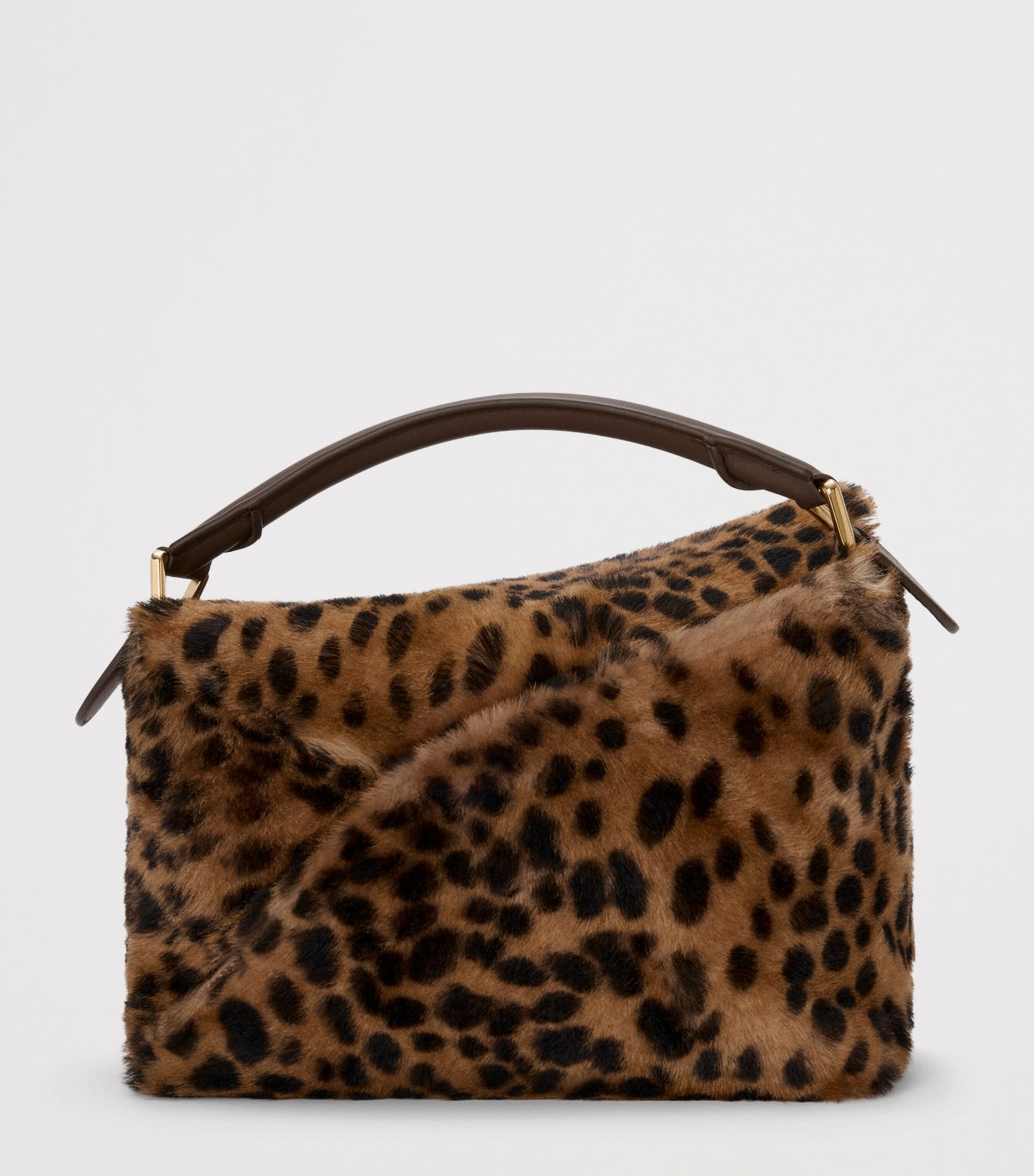 Small Shearling Puzzle Edge Top-Handle Bag