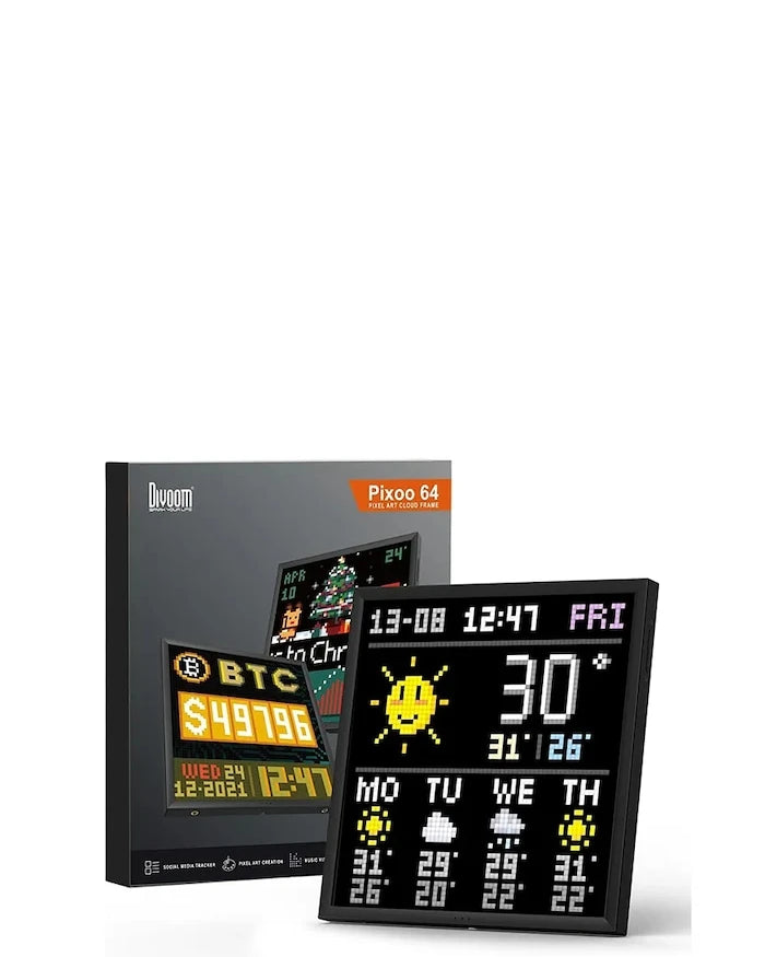 Интелигентен led пикселен екран Divoom Pixoo64 20 x 20 x 2,4 cm.