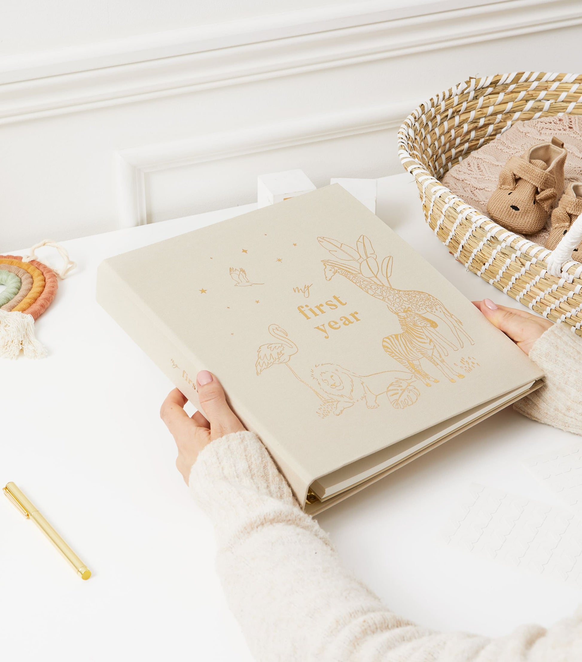 Blush and Gold Safari Baby Photo Album