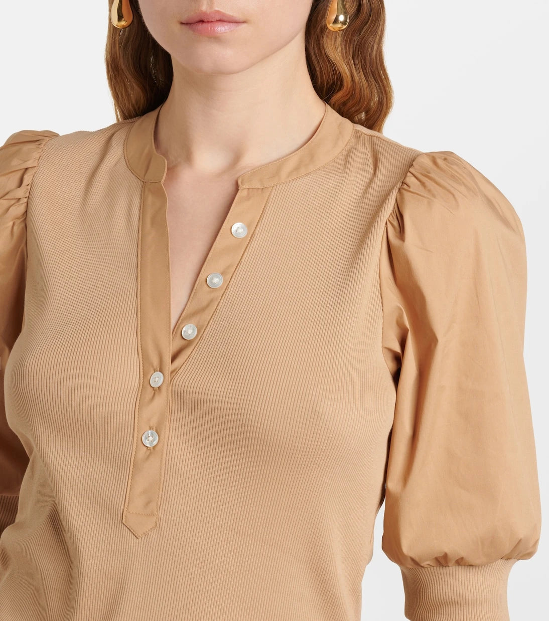 Veronica Beard - Puff-sleeve cotton-blend top