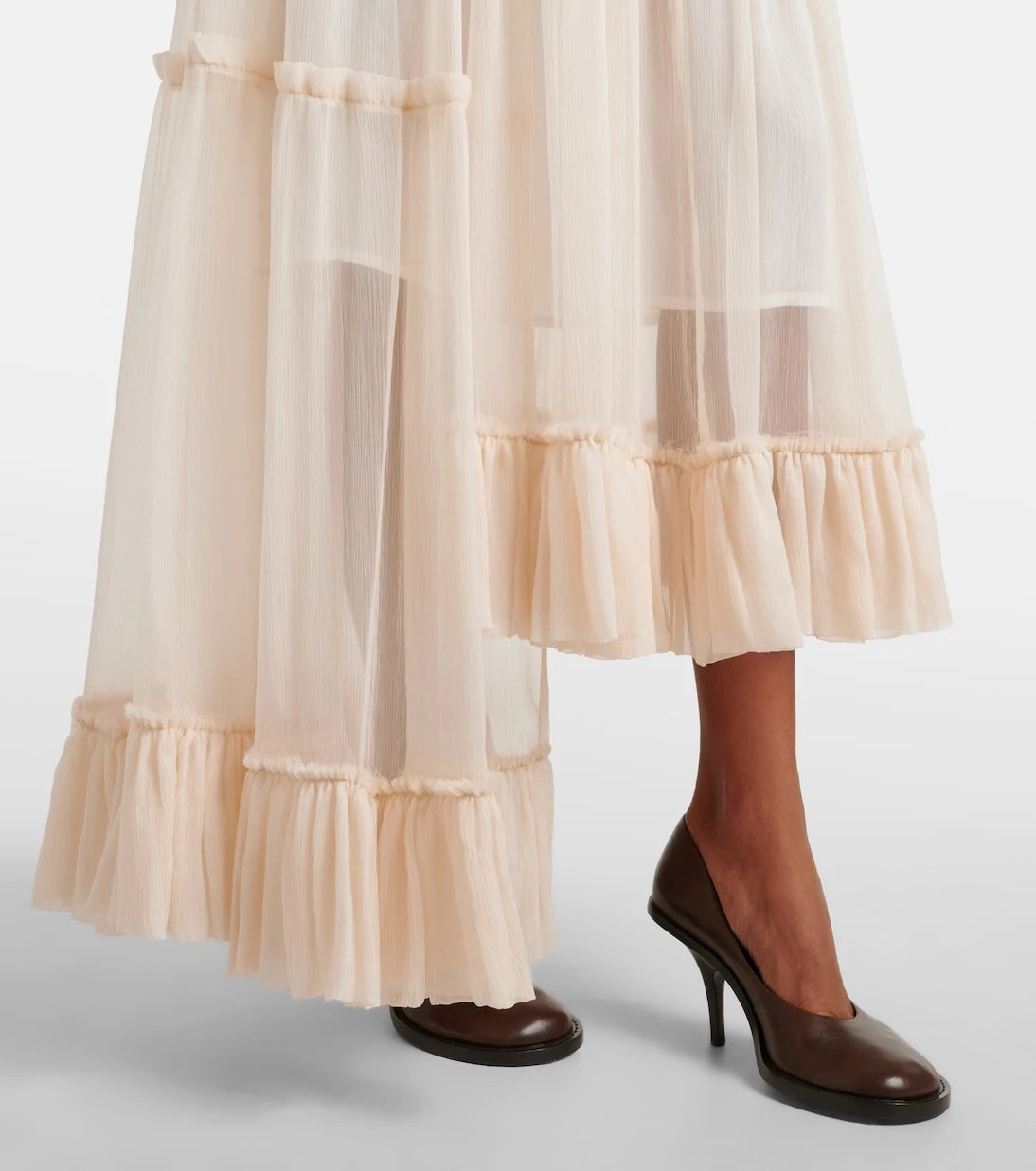 Dries Van Noten - Ruffled asymmetric silk maxi skirt