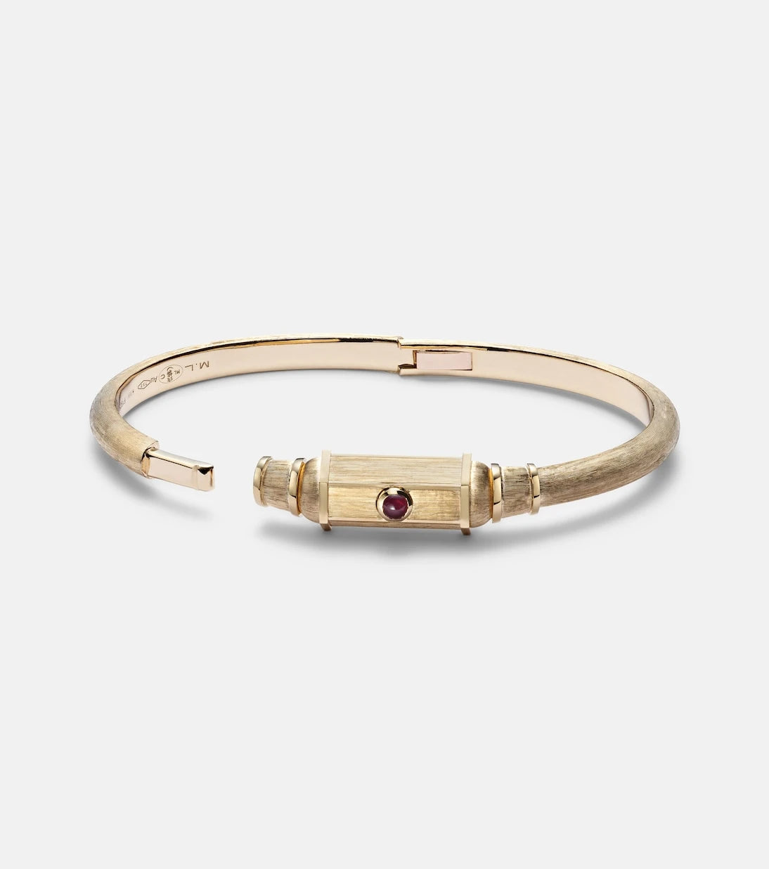 Marie Lichtenberg - Baby 18kt gold locket bangle with ruby