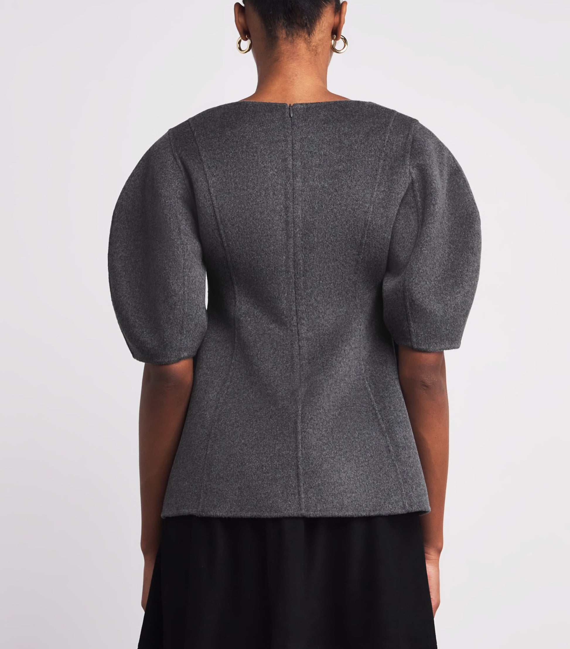 Róhe Grey Wool-Cashmere Peplum Top