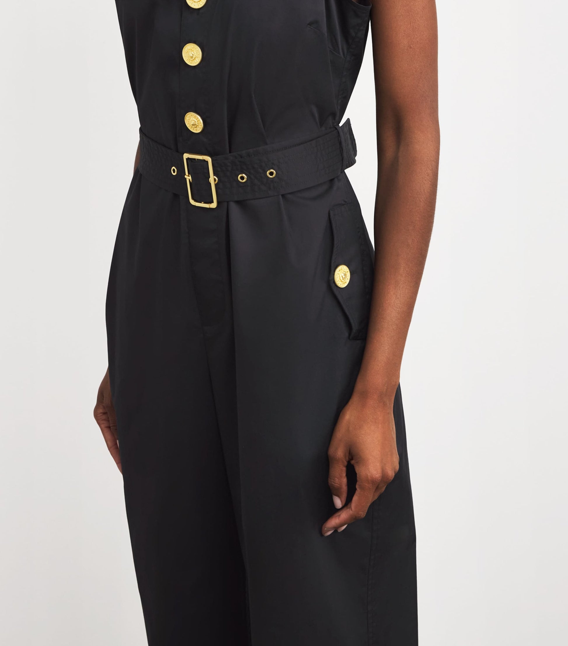 L'Agence Black Belted Branca Jumpsuit