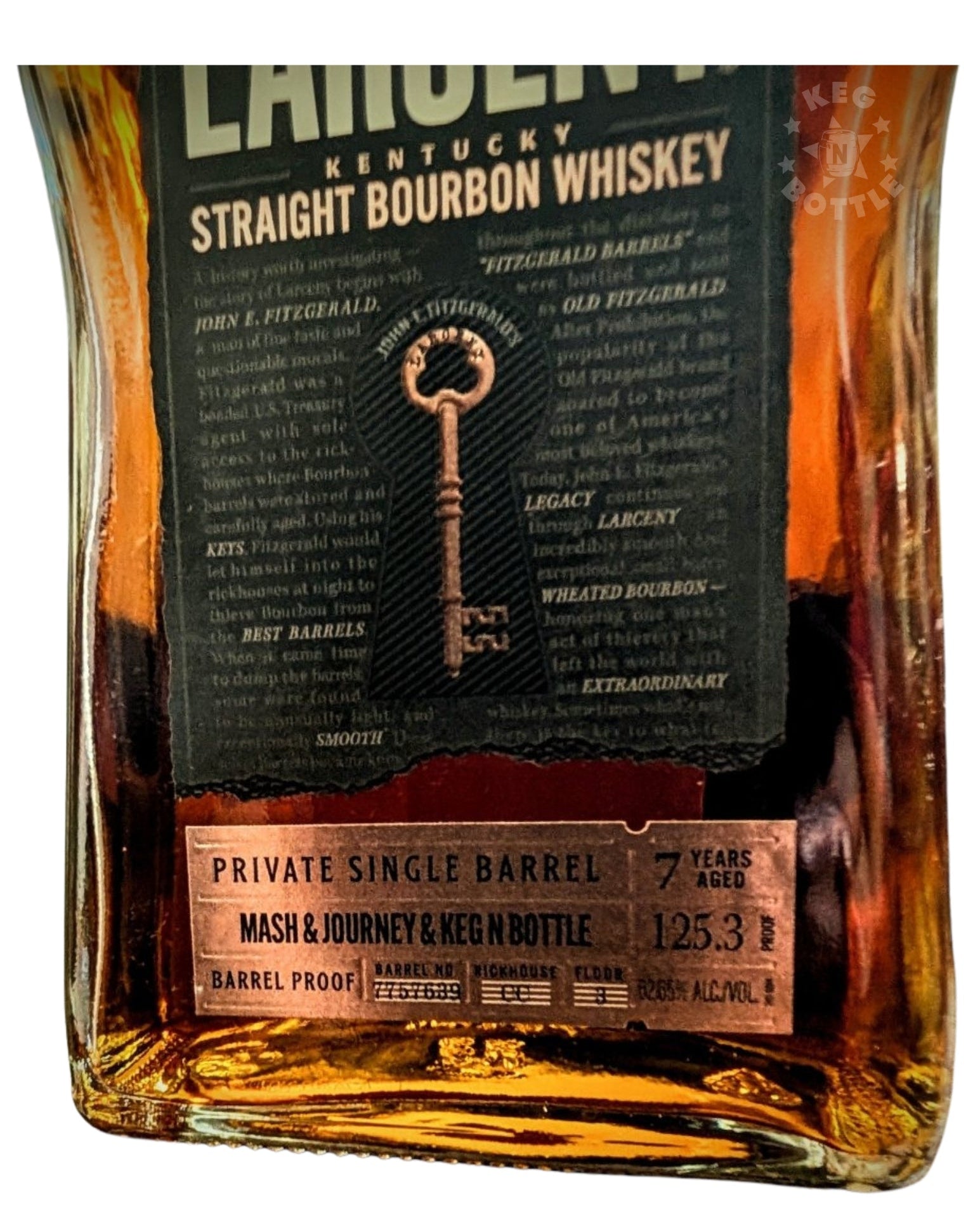 Larceny Private Barrel Proof Bourbon (Barrel #7757639 - We have the Deets) - Mash & Journey & Keg N Bottle Private Barrel Pick 750 ml