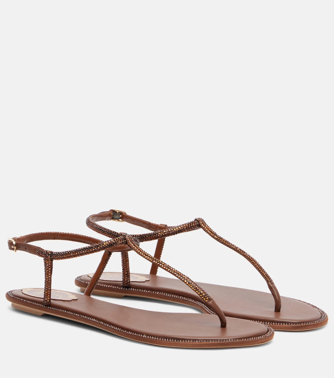 Rene Caovilla - Diana embellished satin thong sandals