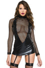 You're Irresistible Wet Look Fishnet Mini Dress