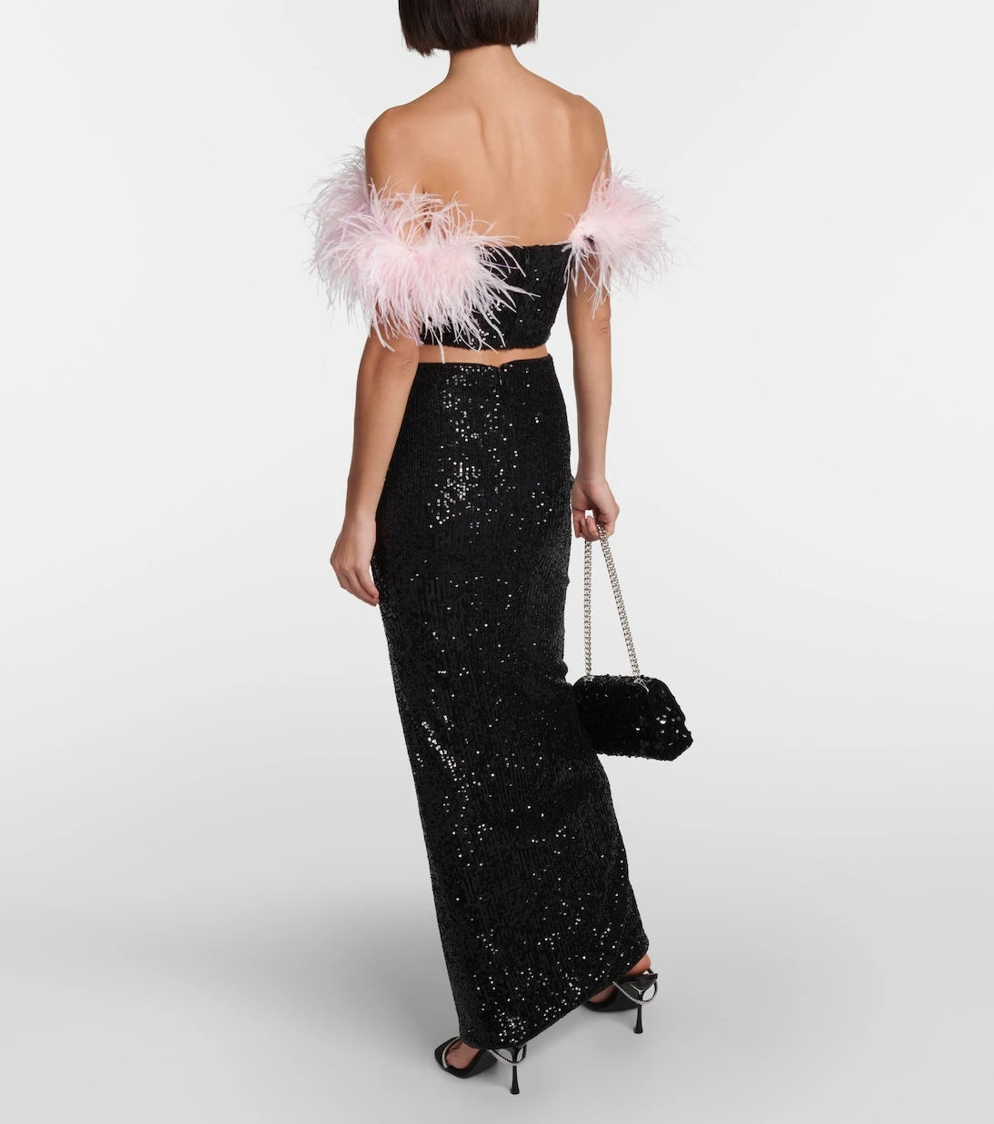 Self-Portrait - Sequined ruched maxi skirt