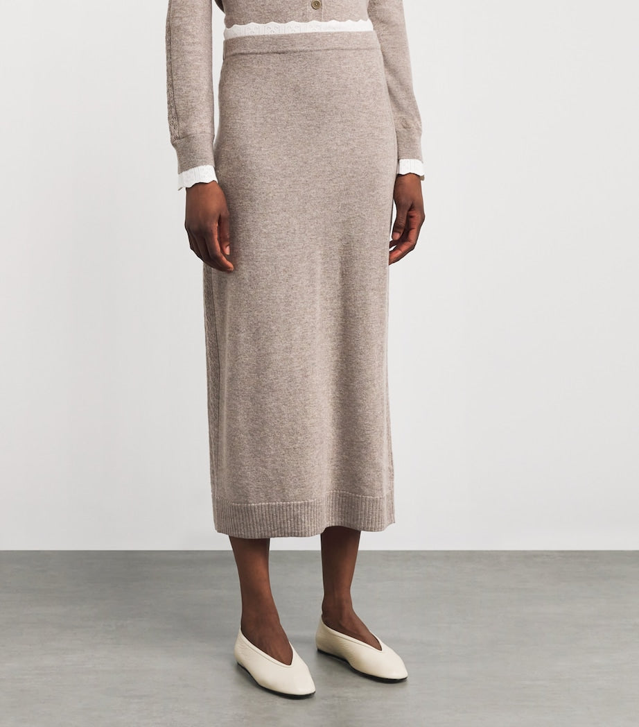 Sandro Paris Wool-Cashmere Midi Skirt