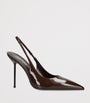Brown Patent Leather Lidia Slingback Pumps 105