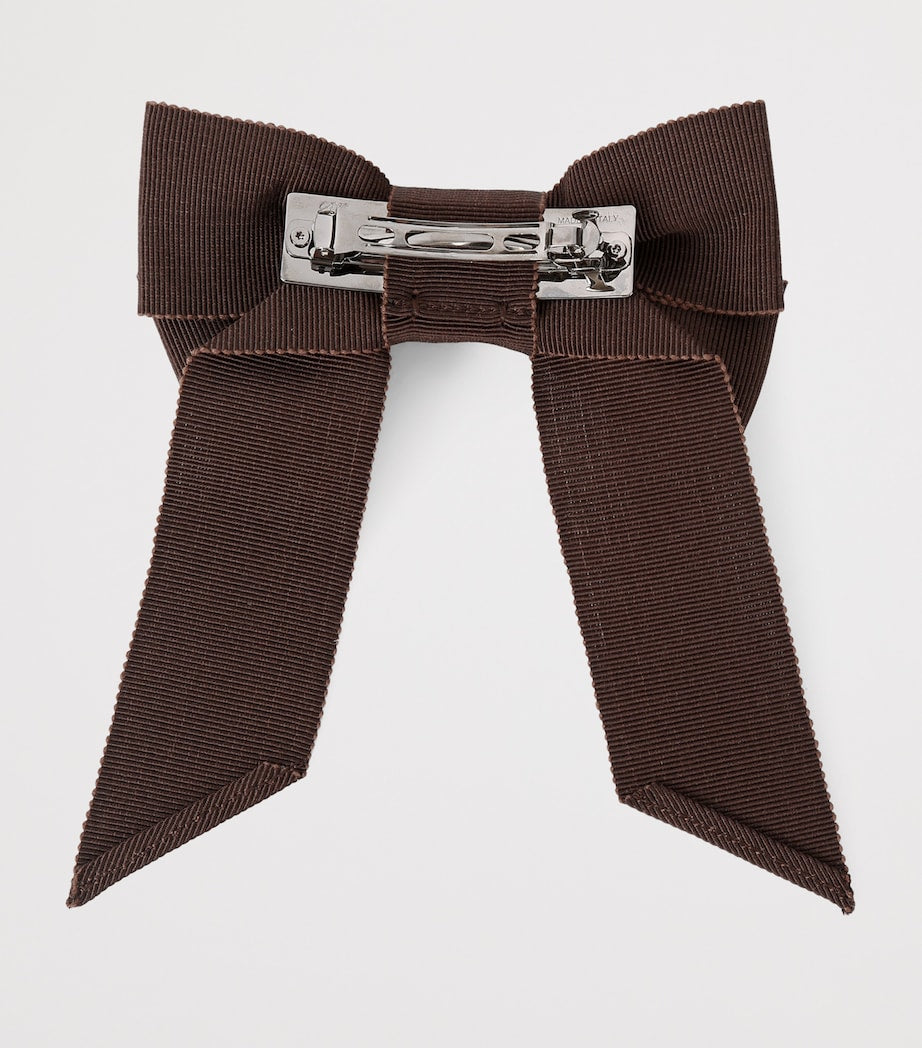 Roger Vivier Brown Embellished Bow Hair Clip