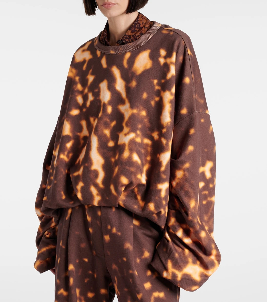 Dries Van Noten - Printed gathered cotton sweatshirt