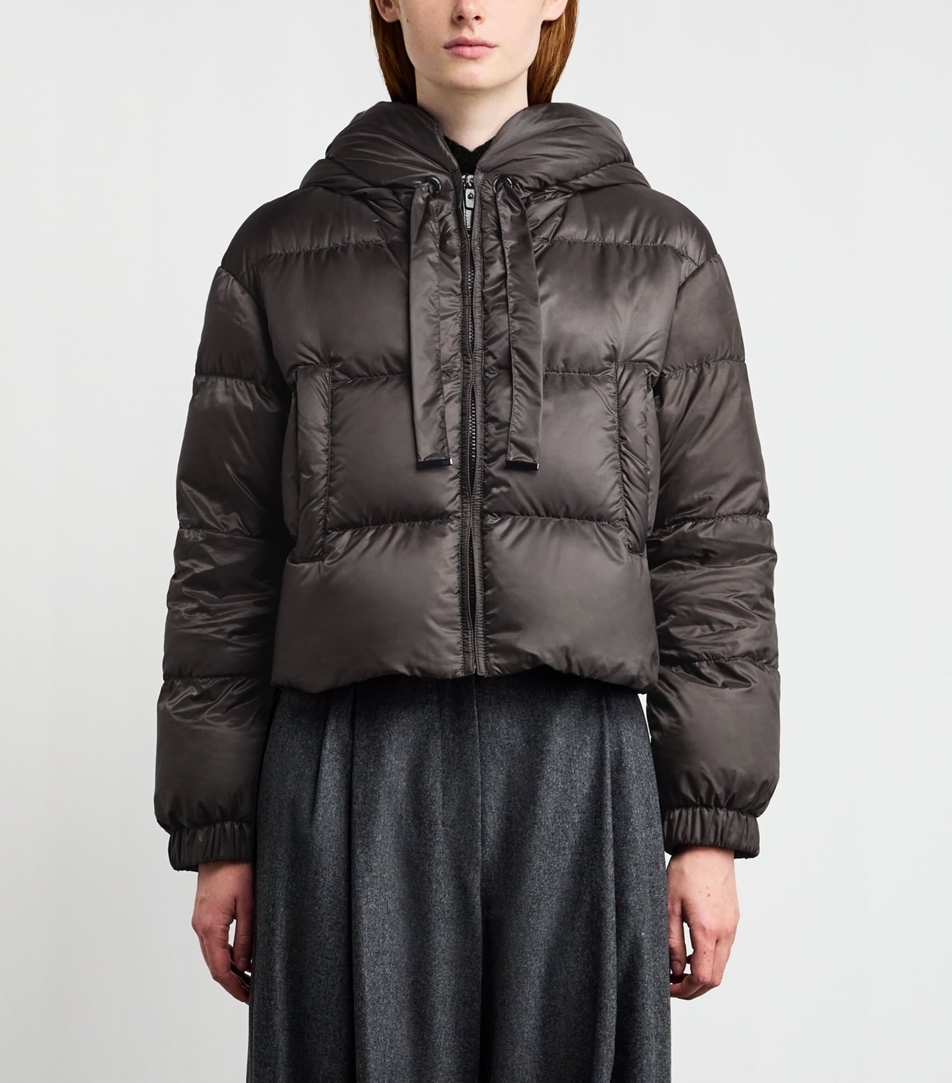 Max Mara Grey Water-Repellent Down Cropped Puffer Jacket