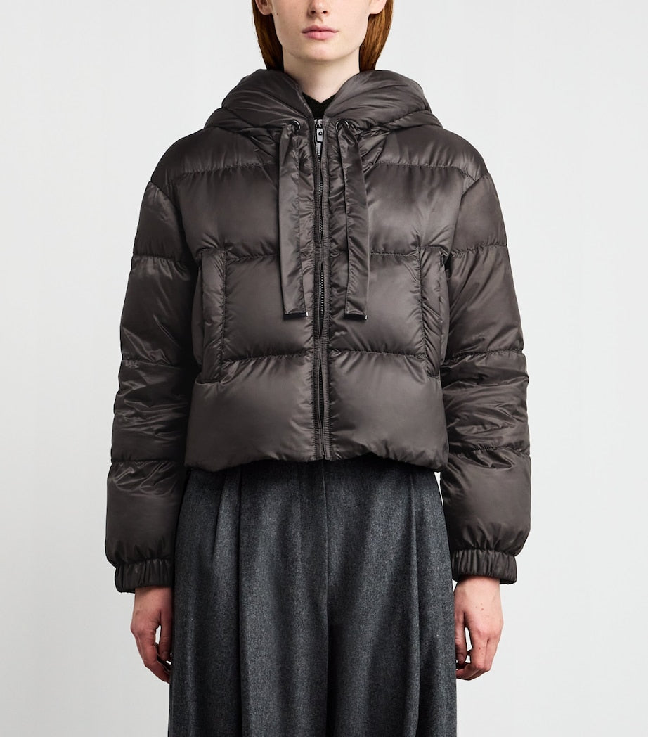 Max Mara Grey Water-Repellent Down Cropped Puffer Jacket