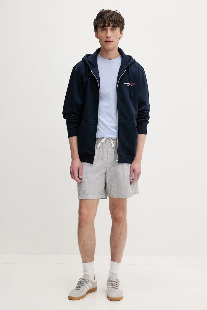 Tommy Jeans fermuarlı kapüşonlu erkek pamuklu sweatshirt