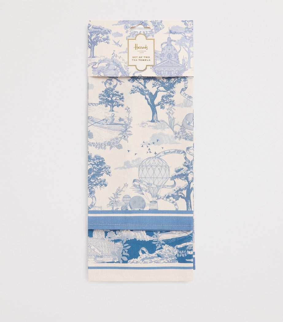 Set of 2 Cotton Toile Tea Towels